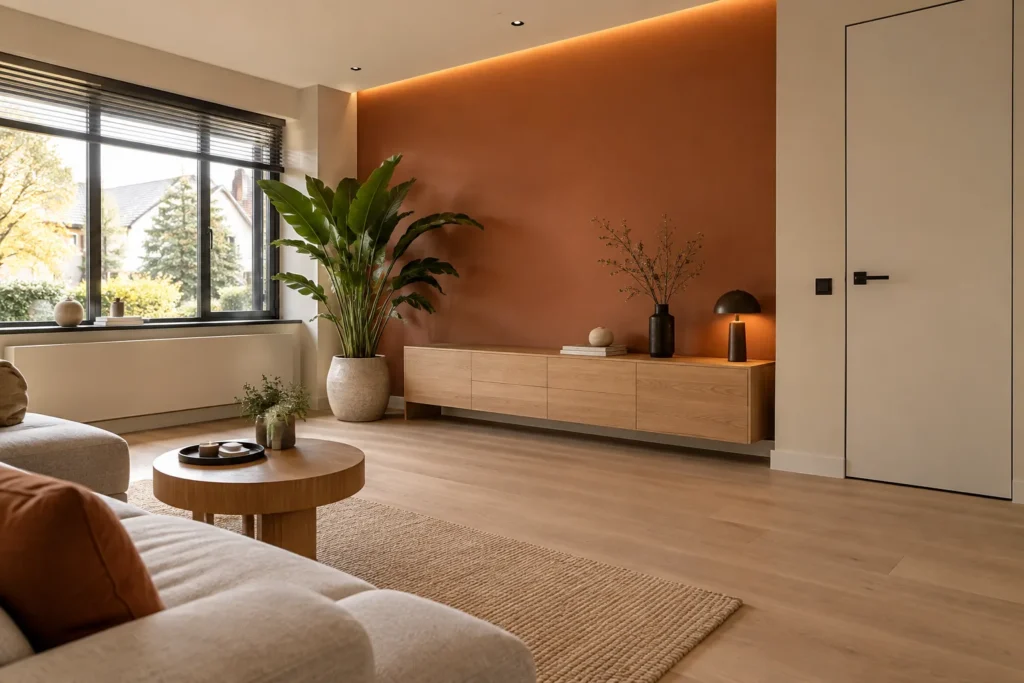 Woning verbouwen in Utrecht: opgeleverde woonkamer na schilder- en stucwerk